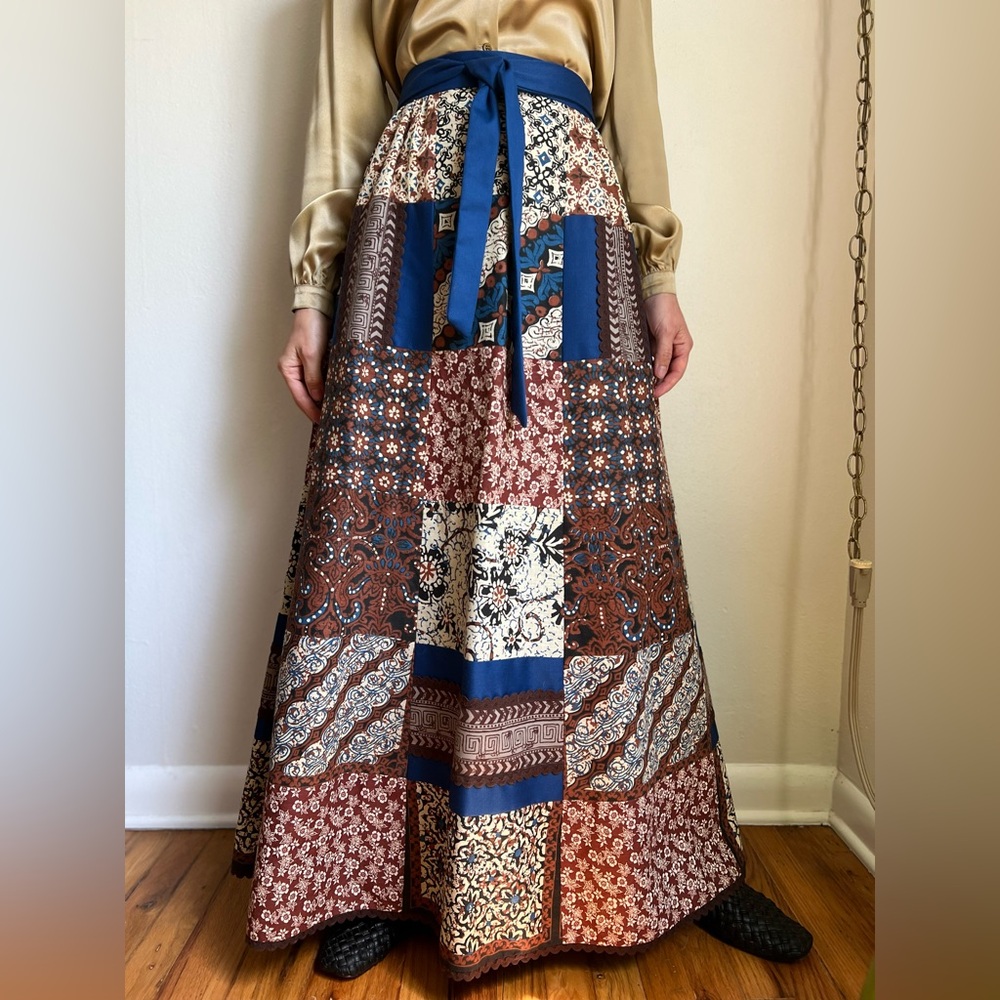70s Patchwork Maxi Wrap Skirt - Picture 4 of 9